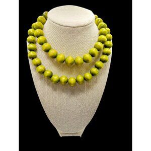 Women’s Green Wooden Bead Necklace With Lobster Clasp 15”  jewelry Costume?